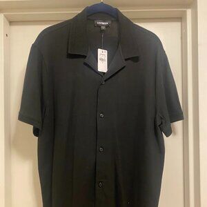 Mens Black Short-Sleeve Button Down - Casual - Express